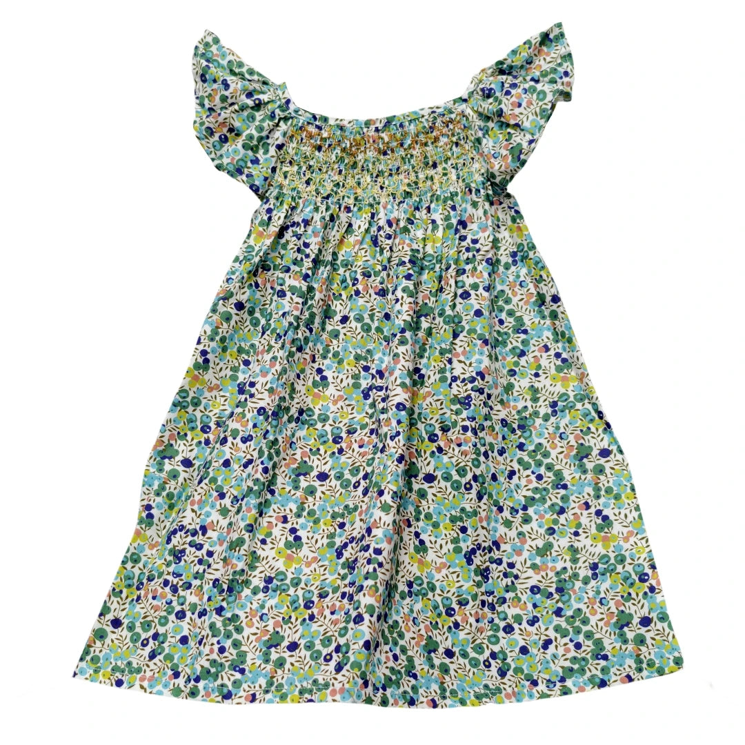 Floral Summer Dress for 1 2 3 4 5 6 Years Girls Smocking Design with Flying Sleeve Baby Toddler Daily Cute Clothes