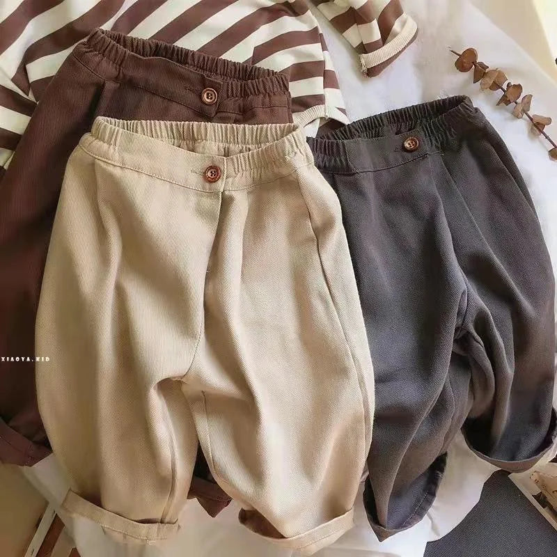 2025 Spring New Children Loose Trousers Fashion Infant Girls Solid Casual Pants Toddler Boys Versatile Harem Pants Kids Clothes