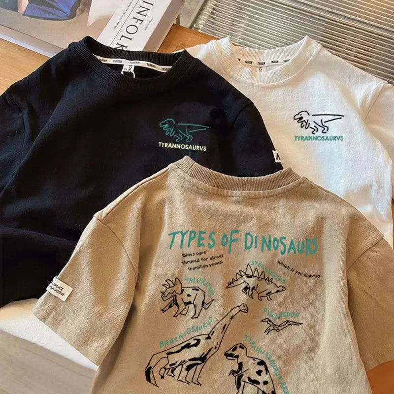 Boy's Cartoon Pattern Clothes T Shirt Short Sleeve Tops Summer Thin Loose Boutique Fashion Casual T-shirt Children's Wear Tees