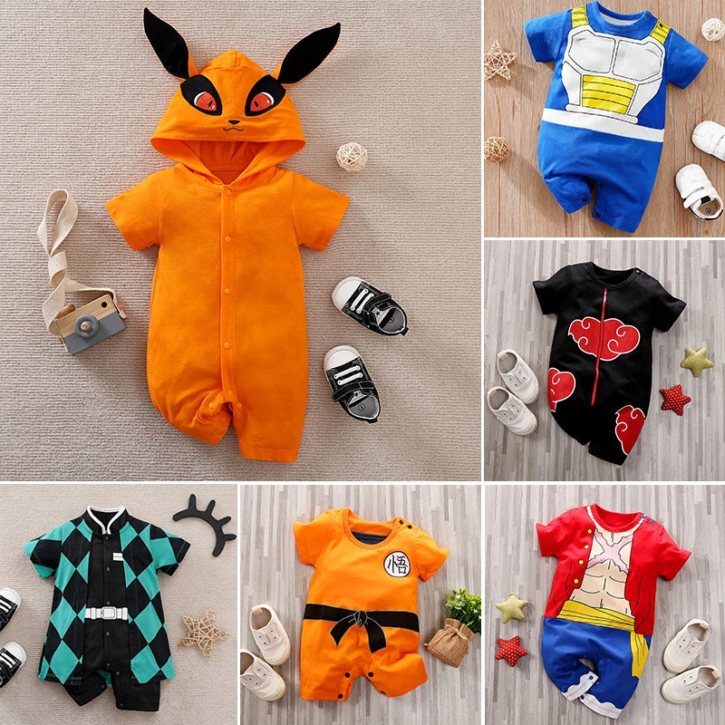 Toddler Anime Cosplay Dragon DBZ Costume Baby Boy Girl Romper Kid Demon Slayer Baby Clothes Newborn Onesie Jumpsuit 0-18 Months