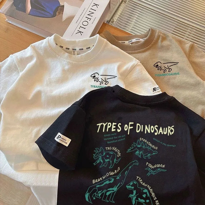 Boy's Cartoon Pattern Clothes T Shirt Short Sleeve Tops Summer Thin Loose Boutique Fashion Casual T-shirt Children's Wear Tees