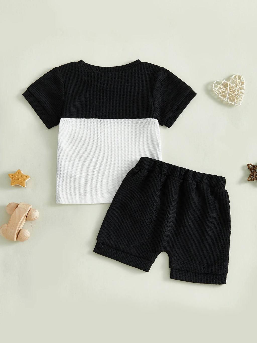 Infant Boy Casual Summer Clothes Set with Printed T-shirt and Elastic Waist Shorts for Toddler Boys 2 Piece Outfit