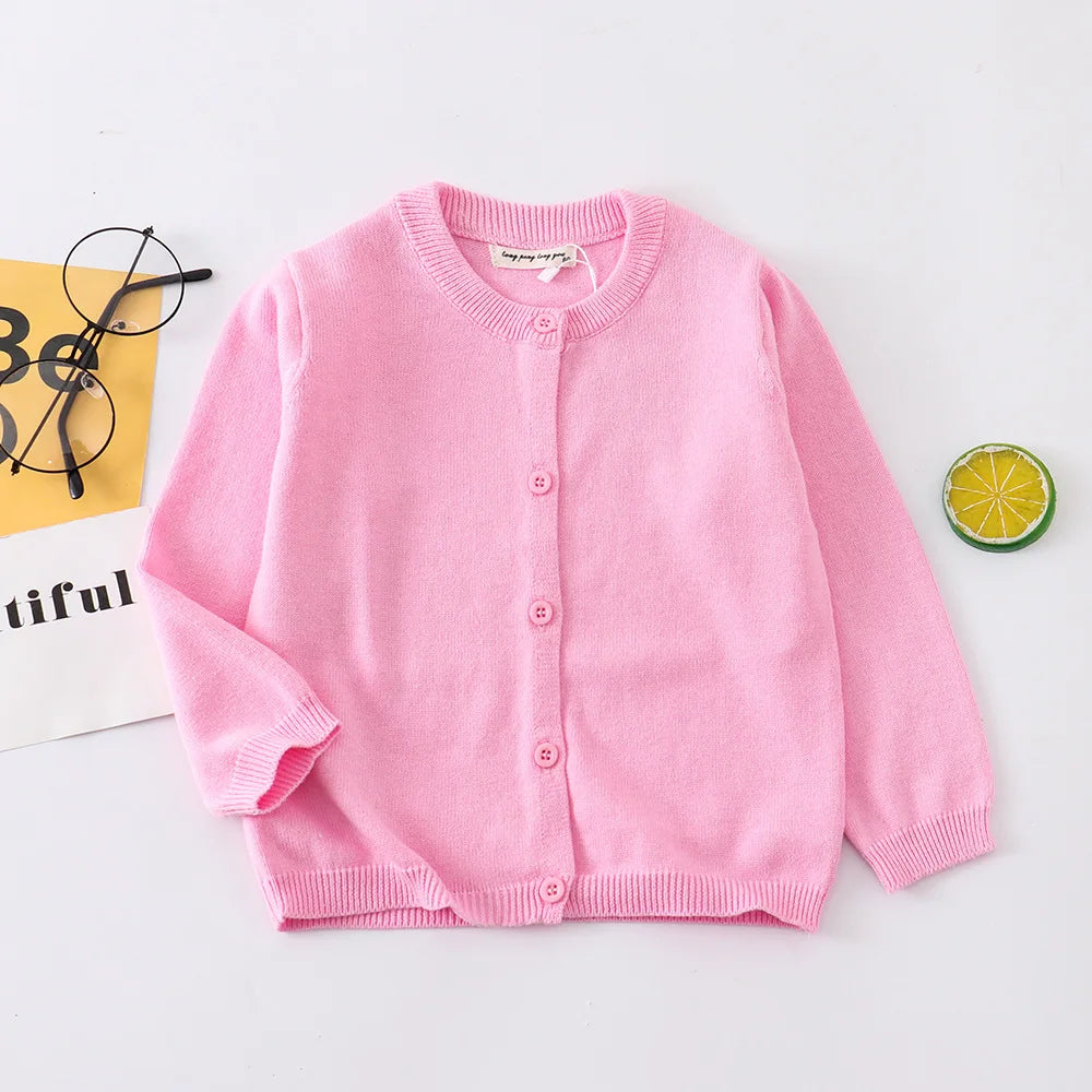100Cotton Girls Knitting Cardigans Kids Sweater Toddler 1 to 2 3 4 5 6 7 8 9 Years Pink Blue Cute Spring Autumn Children Clothes