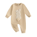 Citgeett Spring Easter Infant Baby Girls Boys Rompers Plush Bunny Embroidery Long Sleeve Jumpsuit Clothes