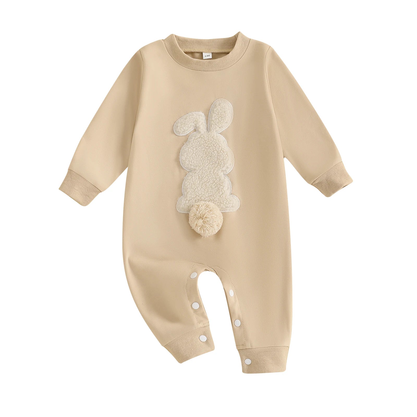 Citgeett Spring Easter Infant Baby Girls Boys Rompers Plush Bunny Embroidery Long Sleeve Jumpsuit Clothes