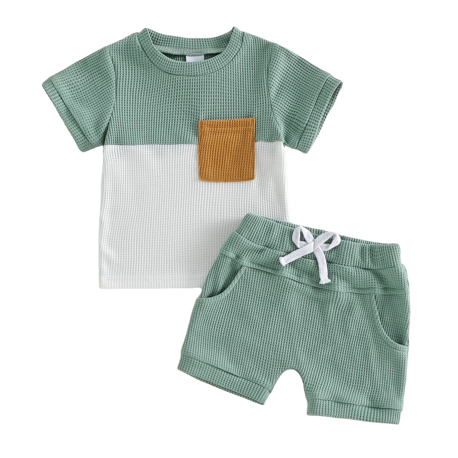 Infant Boy Casual Summer Clothes Set with Printed T-shirt and Elastic Waist Shorts for Toddler Boys 2 Piece Outfit