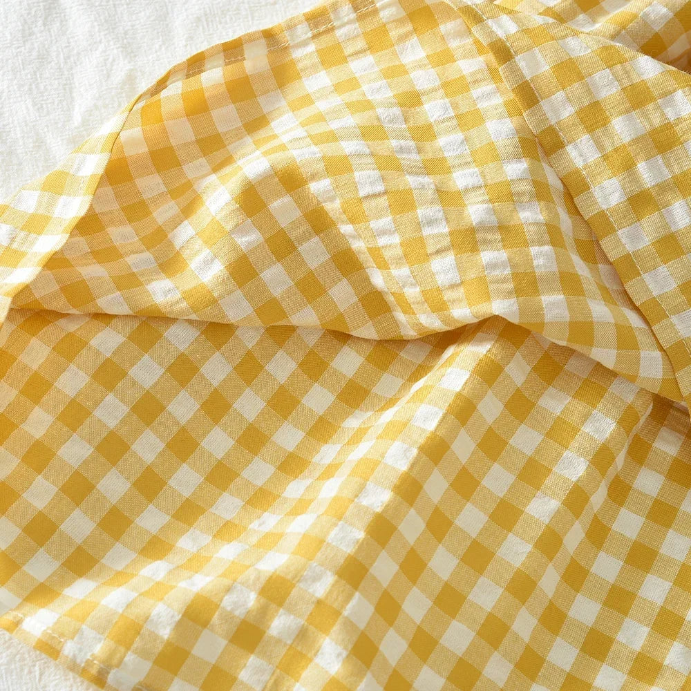 Autumn 3-7 Years Girls Fashion New Long Sleeve Plaid Print Loose Dress 1 Pc Kids Casual Wear Fashion Sweet Cute Clothes