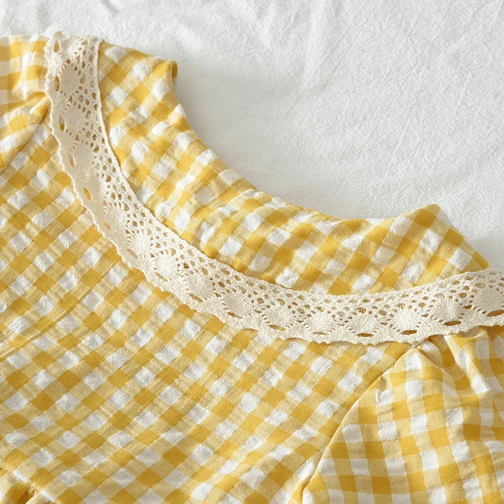 Autumn 3-7 Years Girls Fashion New Long Sleeve Plaid Print Loose Dress 1 Pc Kids Casual Wear Fashion Sweet Cute Clothes