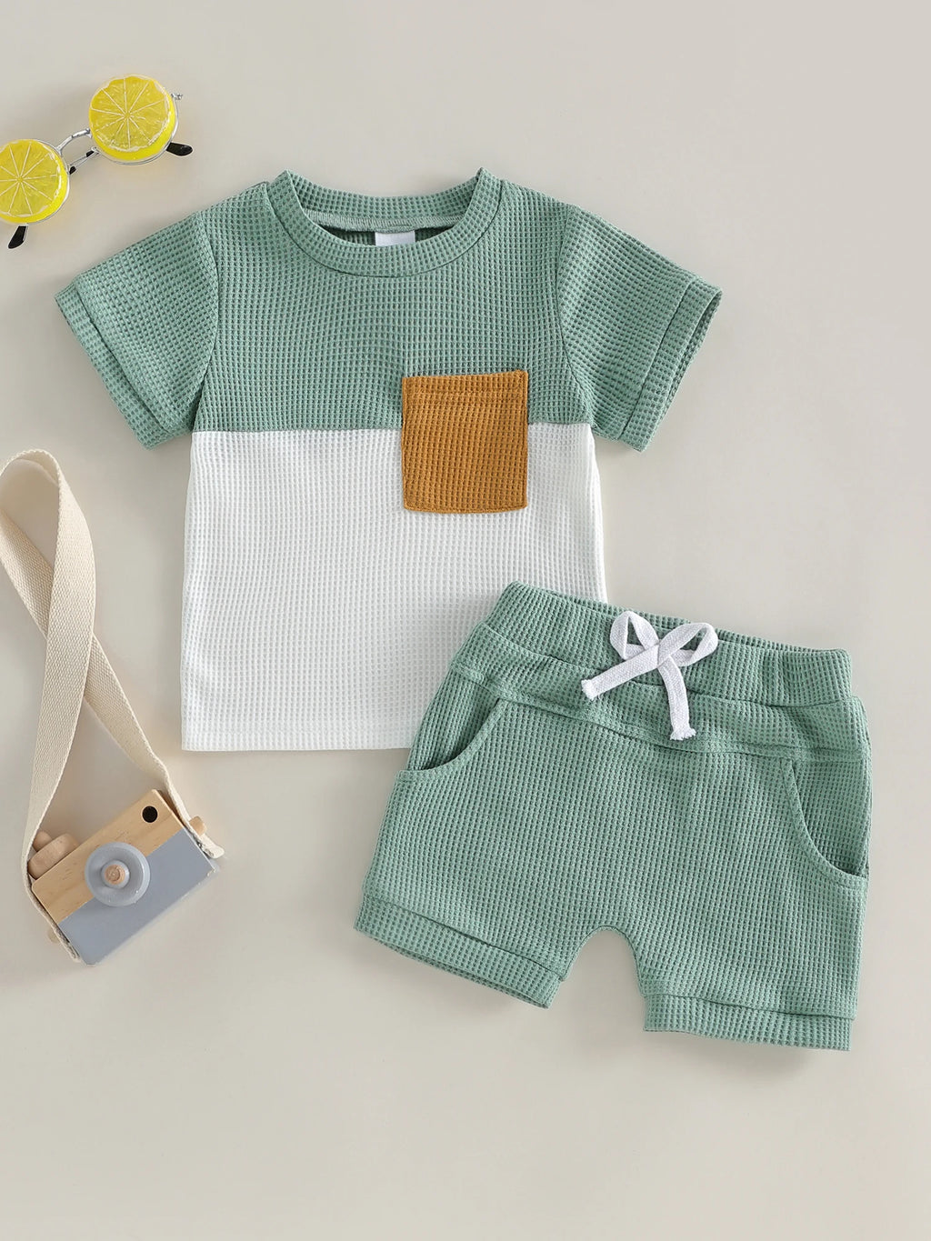 Infant Boy Casual Summer Clothes Set with Printed T-shirt and Elastic Waist Shorts for Toddler Boys 2 Piece Outfit