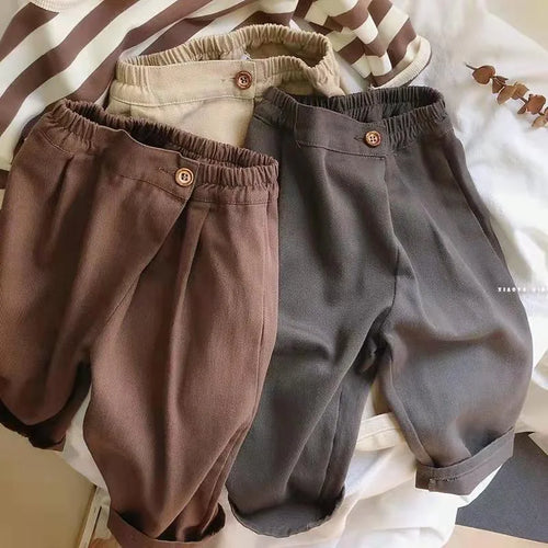 2025 Spring New Children Loose Trousers Fashion Infant Girls Solid Casual Pants Toddler Boys Versatile Harem Pants Kids Clothes