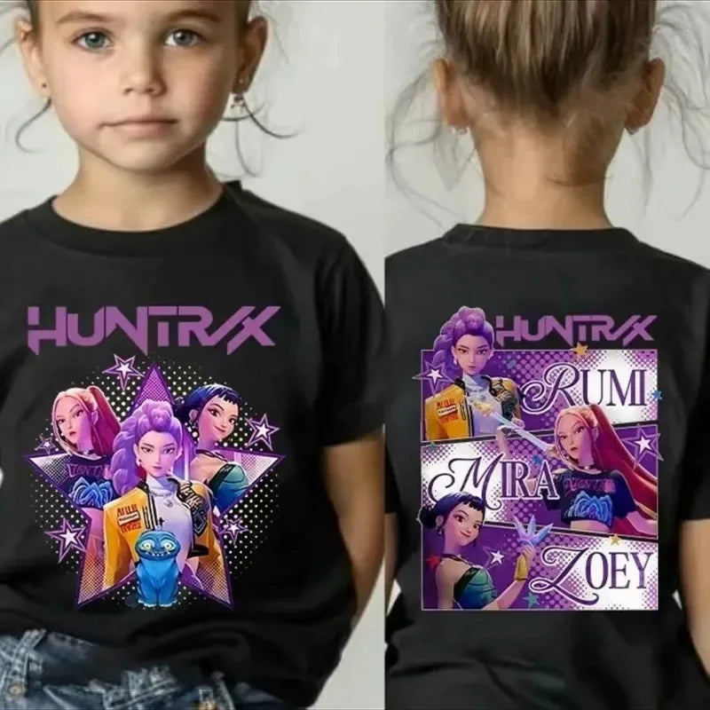 Kpop Dem on Hunt Ers Print Graphic Tshirt Summer Kids Clothes 2026 Movie T Shirt Girls Boys Short Sleeve Top Comfortable T-shirt