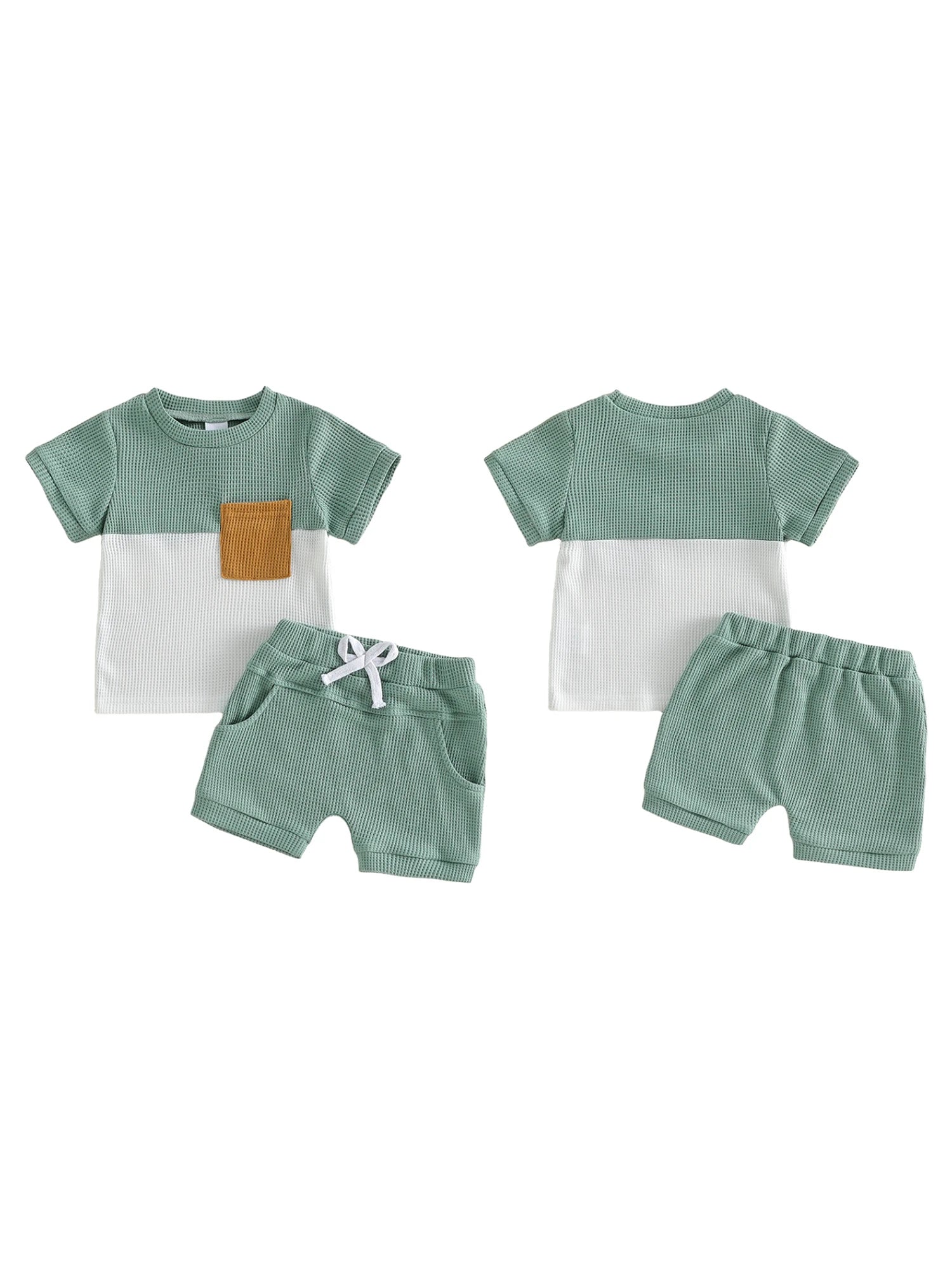 Infant Boy Casual Summer Clothes Set with Printed T-shirt and Elastic Waist Shorts for Toddler Boys 2 Piece Outfit