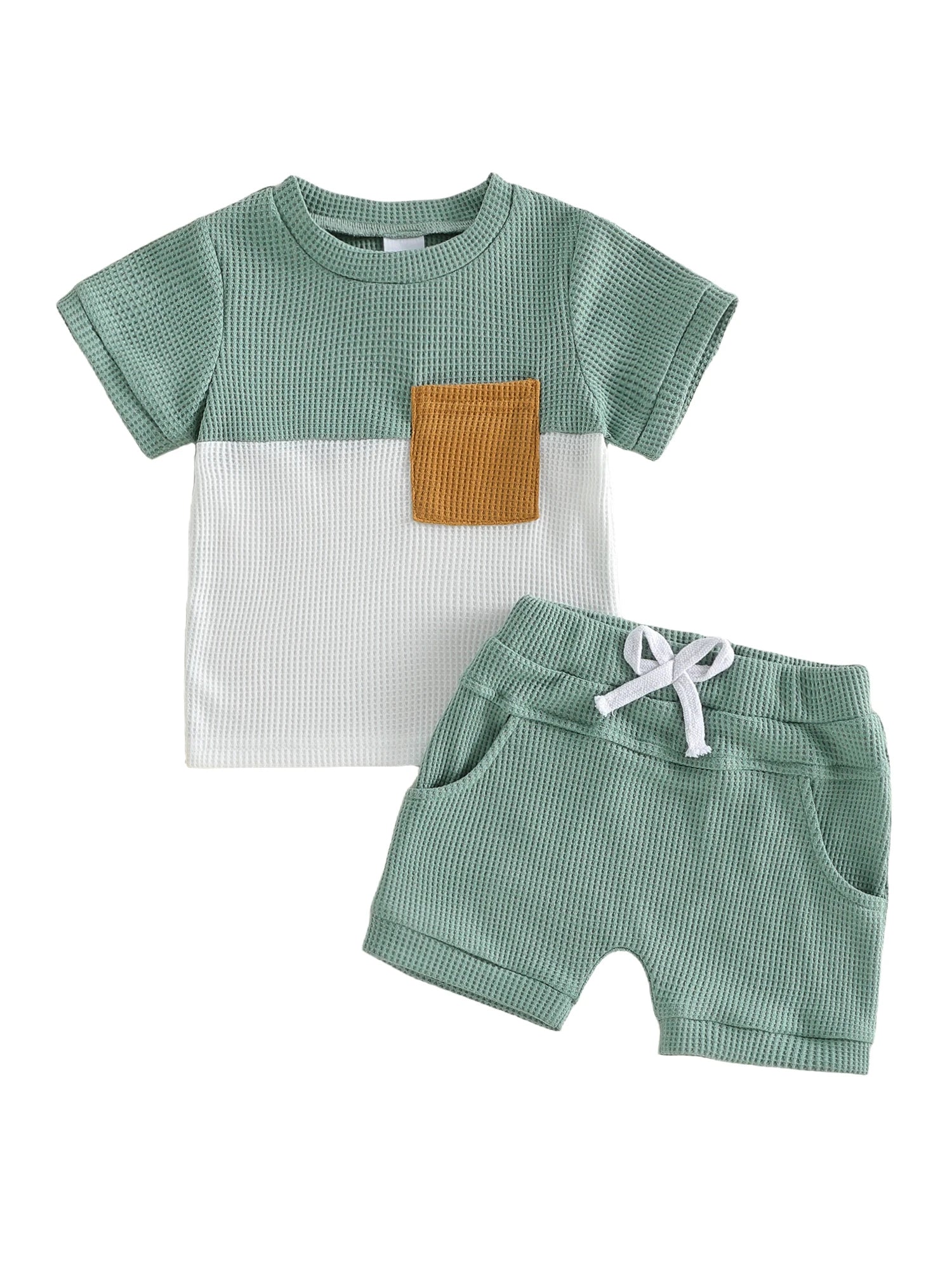 Infant Boy Casual Summer Clothes Set with Printed T-shirt and Elastic Waist Shorts for Toddler Boys 2 Piece Outfit