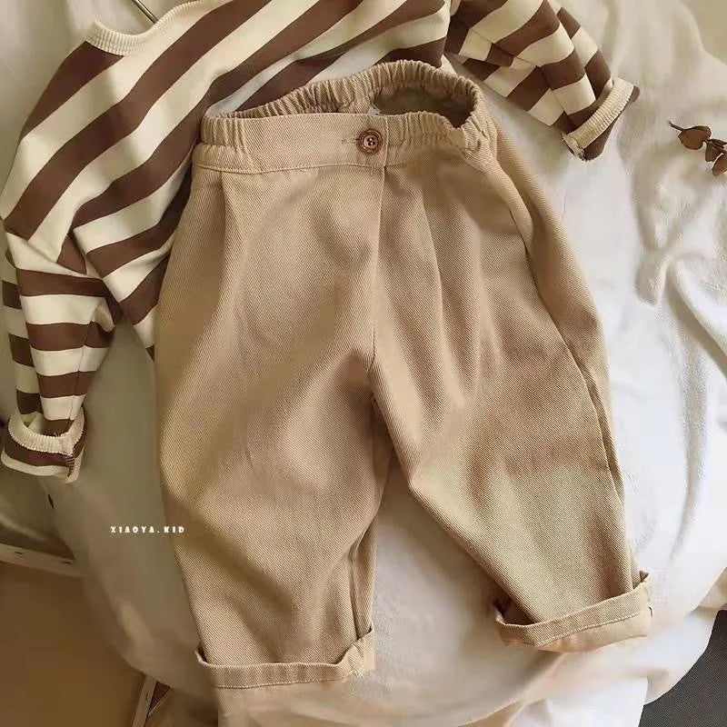 2025 Spring New Children Loose Trousers Fashion Infant Girls Solid Casual Pants Toddler Boys Versatile Harem Pants Kids Clothes