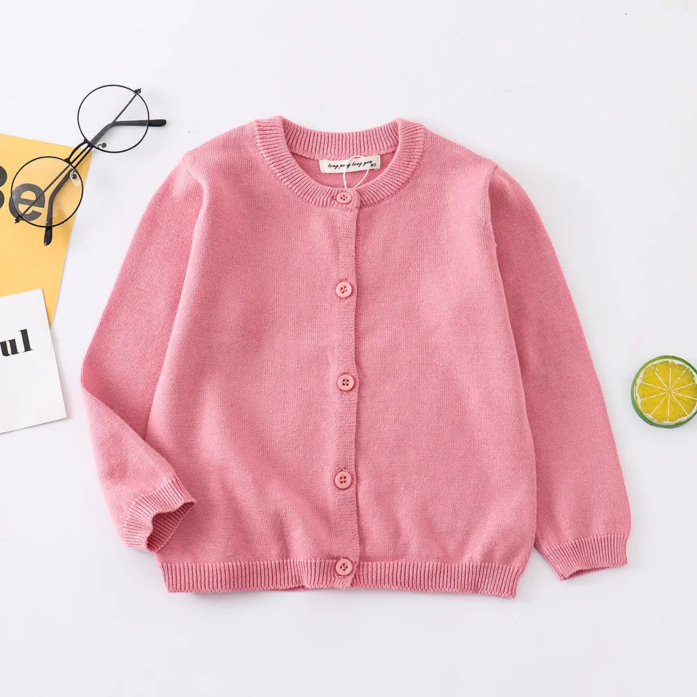 100Cotton Girls Knitting Cardigans Kids Sweater Toddler 1 to 2 3 4 5 6 7 8 9 Years Pink Blue Cute Spring Autumn Children Clothes
