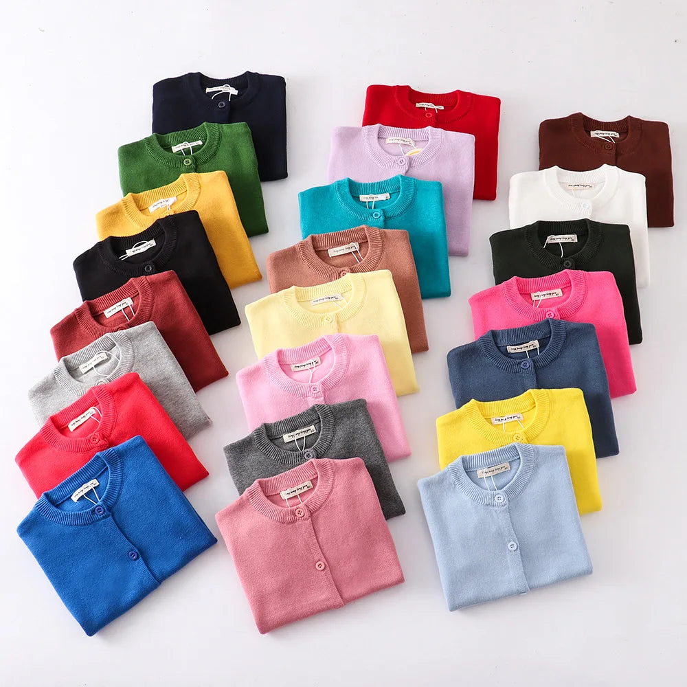 100Cotton Girls Knitting Cardigans Kids Sweater Toddler 1 to 2 3 4 5 6 7 8 9 Years Pink Blue Cute Spring Autumn Children Clothes