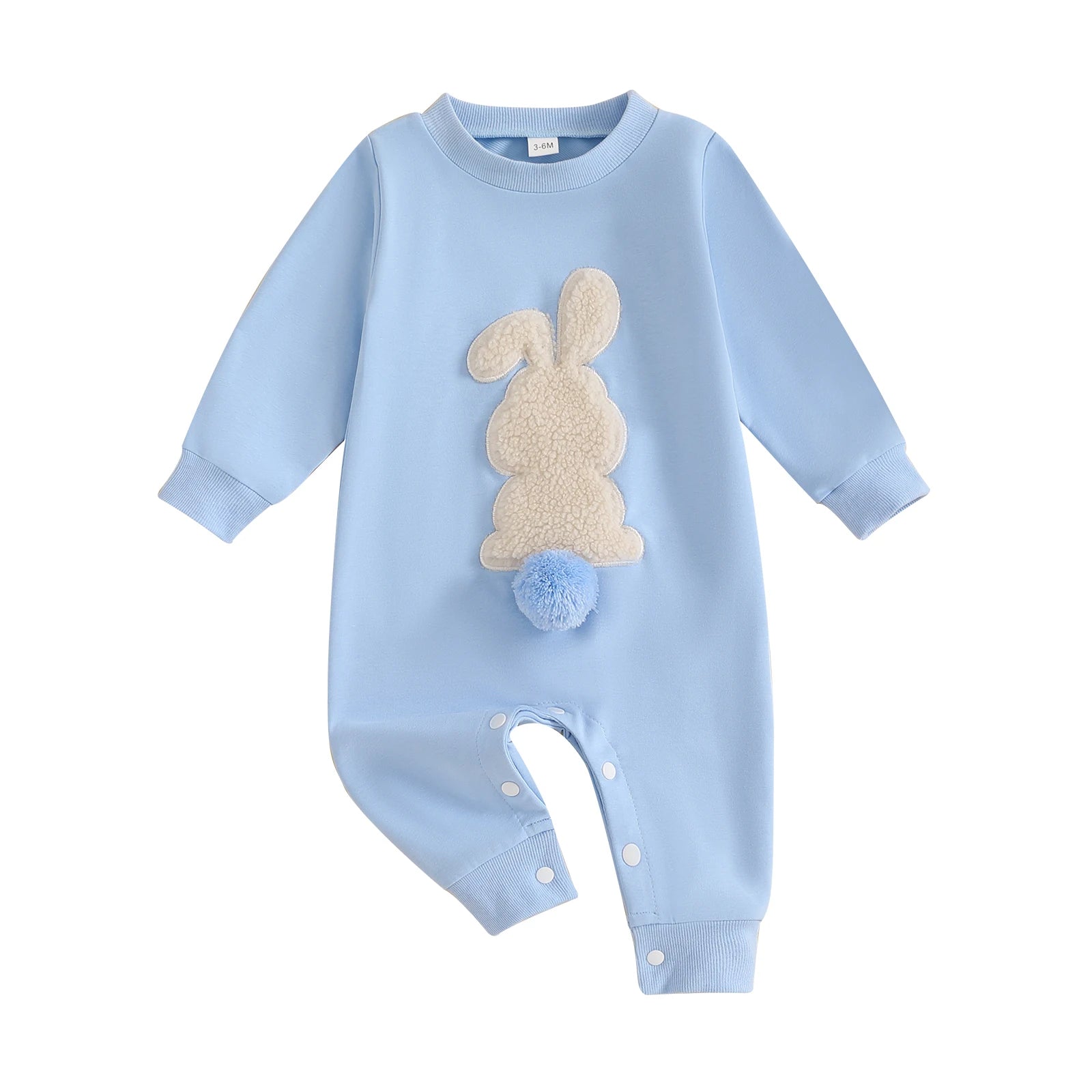 Citgeett Spring Easter Infant Baby Girls Boys Rompers Plush Bunny Embroidery Long Sleeve Jumpsuit Clothes