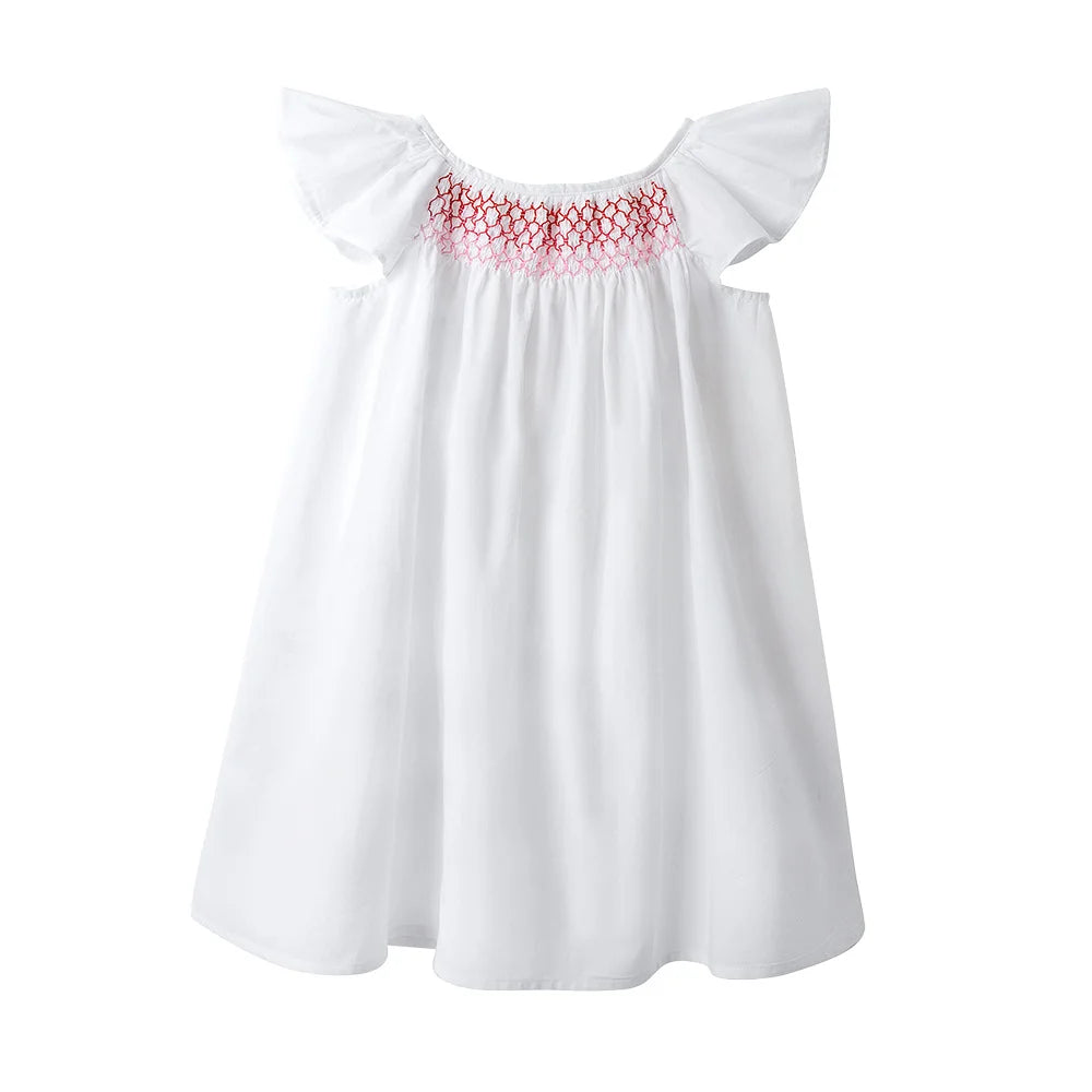 Floral Summer Dress for 1 2 3 4 5 6 Years Girls Smocking Design with Flying Sleeve Baby Toddler Daily Cute Clothes
