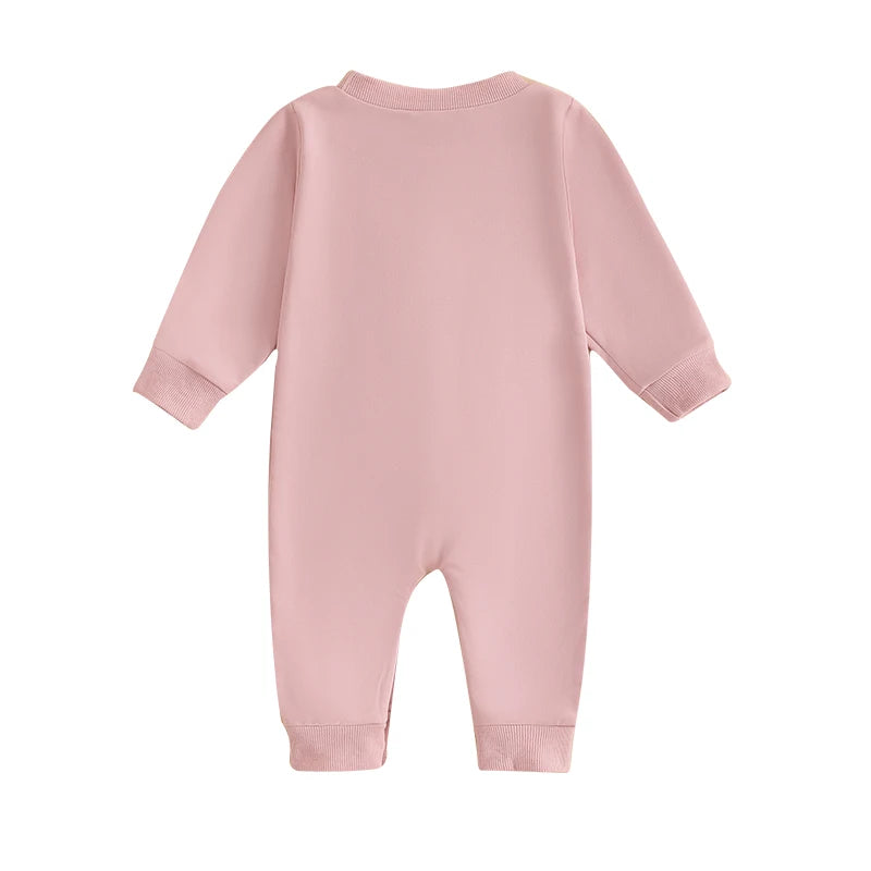 Citgeett Spring Easter Infant Baby Girls Boys Rompers Plush Bunny Embroidery Long Sleeve Jumpsuit Clothes