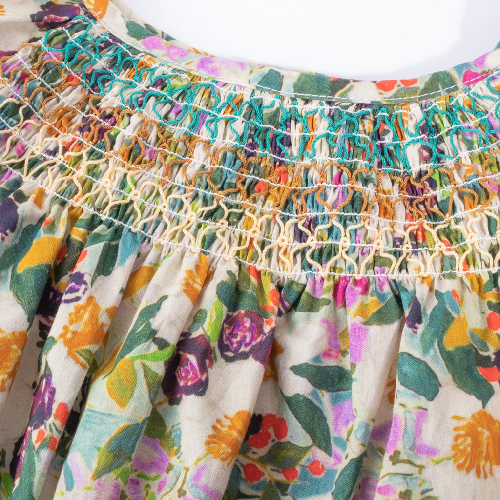 Floral Summer Dress for 1 2 3 4 5 6 Years Girls Smocking Design with Flying Sleeve Baby Toddler Daily Cute Clothes