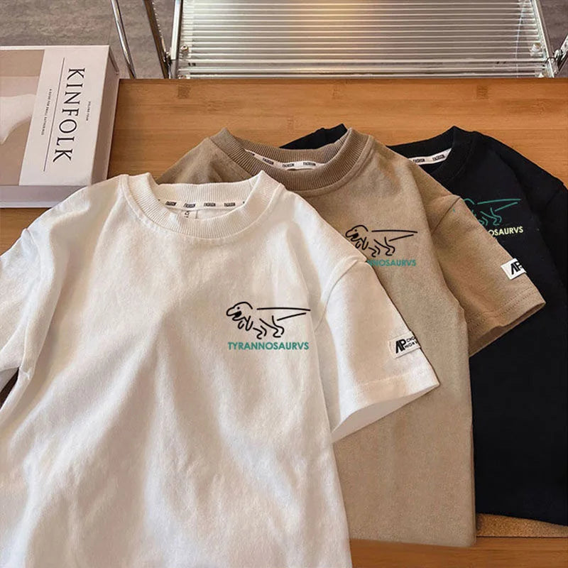 Boy's Cartoon Pattern Clothes T Shirt Short Sleeve Tops Summer Thin Loose Boutique Fashion Casual T-shirt Children's Wear Tees