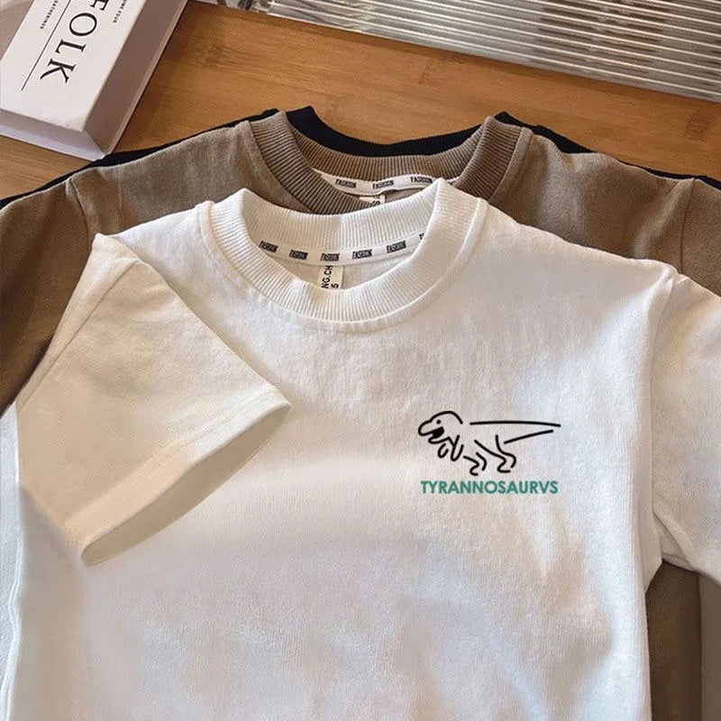Boy's Cartoon Pattern Clothes T Shirt Short Sleeve Tops Summer Thin Loose Boutique Fashion Casual T-shirt Children's Wear Tees