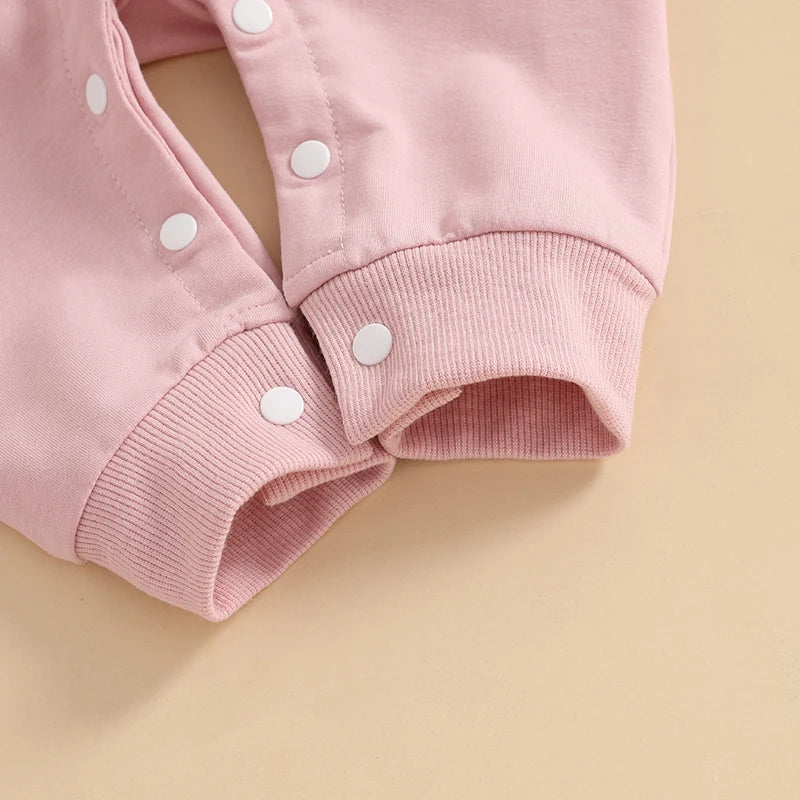 Citgeett Spring Easter Infant Baby Girls Boys Rompers Plush Bunny Embroidery Long Sleeve Jumpsuit Clothes