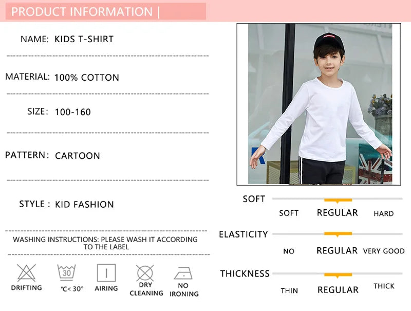Boys Long Sleeved Shirt Astronaut Funny T-shirt Spring Autumn Cotton Clothes Kid Spaceman Fashion Tops